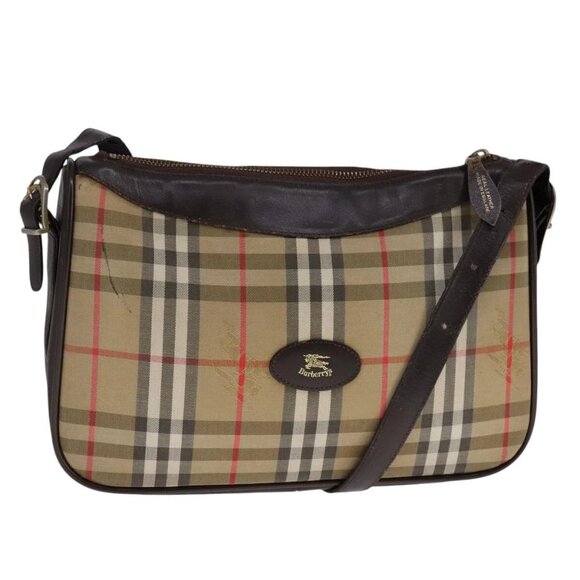 Burberrys Nova Check Shoulder Bag Canvas Leather Beige Brown gold - Picture 1 of 16